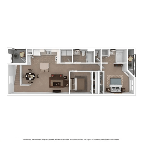 Floor plan for 2 beds, 2 baths, 1010 sqft